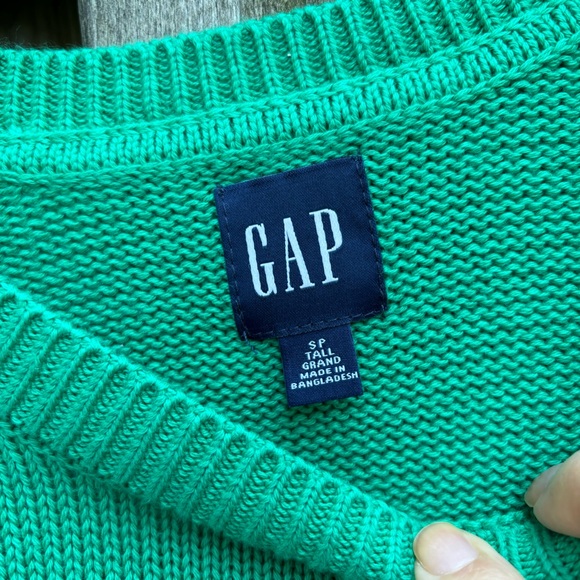 Gap Stripe Cotton Split hem Knit Sweater Green - Picture 4 of 8